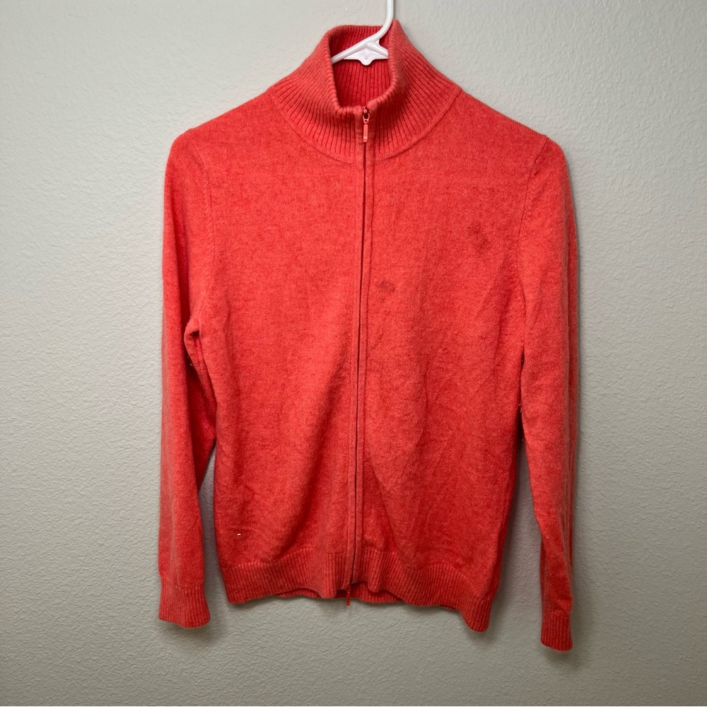 LL Bean Cashmere Zip Front Jacket Sweater